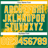 Custom Gold Kelly Green-White 3D Pattern Abstract Brush Stroke Two-Button Unisex Softball Jersey