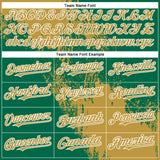 Custom Old Gold Kelly Green-White 3D Pattern Abstract Brush Stroke Two-Button Unisex Softball Jersey