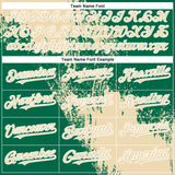 Custom Cream Kelly Green-White 3D Pattern Abstract Brush Stroke Two-Button Unisex Softball Jersey