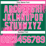 Custom Pink Kelly Green-White 3D Pattern Abstract Brush Stroke Two-Button Unisex Softball Jersey