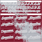 Custom Gray Crimson-White 3D Pattern Abstract Brush Stroke Two-Button Unisex Softball Jersey