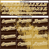 Custom Old Gold Brown-White 3D Pattern Abstract Brush Stroke Two-Button Unisex Softball Jersey