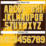Custom Gold Brown-White 3D Pattern Abstract Brush Stroke Two-Button Unisex Softball Jersey