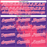 Custom Neon Pink Purple-White 3D Pattern Abstract Brush Stroke Two-Button Unisex Softball Jersey