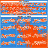 Custom Orange Electric Blue-White 3D Pattern Abstract Brush Stroke Two-Button Unisex Softball Jersey