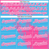 Custom Pink Sky Blue-White 3D Pattern Abstract Brush Stroke Two-Button Unisex Softball Jersey