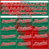 Custom Red Kelly Green-White 3D Pattern Abstract Brush Stroke Two-Button Unisex Softball Jersey