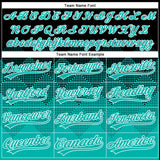 Custom Black Aqua-White 3D Gradient Square Shape Two-Button Unisex Softball Jersey