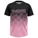 Custom Black Light Pink 3D Gradient Square Shape Two-Button Unisex Softball Jersey