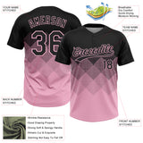 Custom Black Light Pink 3D Gradient Square Shape Two-Button Unisex Softball Jersey