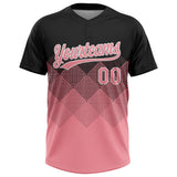 Custom Black Medium Pink-White 3D Gradient Square Shape Two-Button Unisex Softball Jersey
