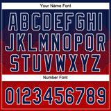 Custom Navy Red-White 3D Gradient Square Shape Two-Button Unisex Softball Jersey