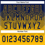 Custom Navy Gold 3D Gradient Square Shape Two-Button Unisex Softball Jersey