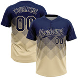 Custom Navy Cream 3D Gradient Square Shape Two-Button Unisex Softball Jersey