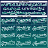Custom Navy Teal-White 3D Gradient Square Shape Two-Button Unisex Softball Jersey