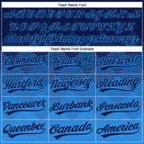 Custom Navy Electric Blue 3D Gradient Square Shape Two-Button Unisex Softball Jersey