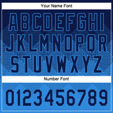 Custom Navy Electric Blue 3D Gradient Square Shape Two-Button Unisex Softball Jersey