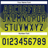 Custom Navy Neon Yellow 3D Gradient Square Shape Two-Button Unisex Softball Jersey