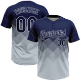 Custom Navy Silver 3D Gradient Square Shape Two-Button Unisex Softball Jersey