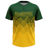 Custom Green Yellow 3D Gradient Square Shape Two-Button Unisex Softball Jersey