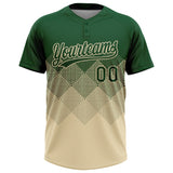 Custom Green Cream 3D Gradient Square Shape Two-Button Unisex Softball Jersey