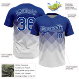 Custom Royal White 3D Gradient Square Shape Two-Button Unisex Softball Jersey