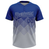 Custom Royal Gray 3D Gradient Square Shape Two-Button Unisex Softball Jersey