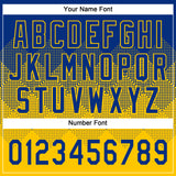 Custom Royal Yellow 3D Gradient Square Shape Two-Button Unisex Softball Jersey