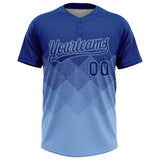 Custom Royal Light Blue 3D Gradient Square Shape Two-Button Unisex Softball Jersey
