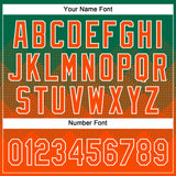 Custom Kelly Green Orange-White 3D Gradient Square Shape Two-Button Unisex Softball Jersey