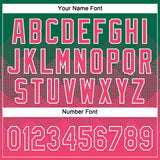 Custom Kelly Green Neon Pink-White 3D Gradient Square Shape Two-Button Unisex Softball Jersey