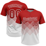 Custom Red White 3D Gradient Square Shape Two-Button Unisex Softball Jersey