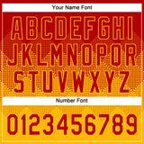 Custom Red Gold 3D Gradient Square Shape Two-Button Unisex Softball Jersey