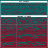 Custom Teal Crimson 3D Gradient Square Shape Two-Button Unisex Softball Jersey