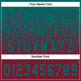 Custom Teal Crimson 3D Gradient Square Shape Two-Button Unisex Softball Jersey