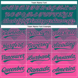 Custom Teal Pink 3D Gradient Square Shape Two-Button Unisex Softball Jersey