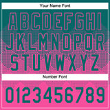 Custom Teal Pink 3D Gradient Square Shape Two-Button Unisex Softball Jersey