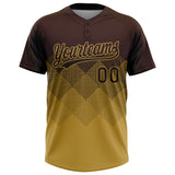 Custom Brown Old Gold 3D Gradient Square Shape Two-Button Unisex Softball Jersey