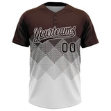 Custom Brown White 3D Gradient Square Shape Two-Button Unisex Softball Jersey