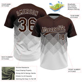 Custom Brown White 3D Gradient Square Shape Two-Button Unisex Softball Jersey