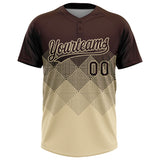 Custom Brown Cream 3D Gradient Square Shape Two-Button Unisex Softball Jersey