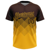 Custom Brown Gold 3D Gradient Square Shape Two-Button Unisex Softball Jersey