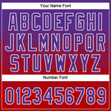 Custom Purple Red-White 3D Gradient Square Shape Two-Button Unisex Softball Jersey