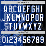 Custom Graffiti Pattern White Black-Royal 3D Scratch Two-Button Unisex Softball Jersey