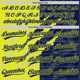Custom Graffiti Pattern Navy-Neon Yellow 3D Scratch Two-Button Unisex Softball Jersey