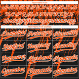 Custom Black Orange-White Distressed Scratch Brush Stroke Star Raglan Sleeves Two-Button Unisex Softball Jersey