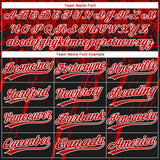 Custom Black Red-White Distressed Scratch Brush Stroke Star Raglan Sleeves Two-Button Unisex Softball Jersey