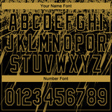 Custom Black Old Gold Distressed Scratch Brush Stroke Star Raglan Sleeves Two-Button Unisex Softball Jersey
