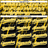 Custom Black Yellow-White Distressed Scratch Brush Stroke Star Raglan Sleeves Two-Button Unisex Softball Jersey