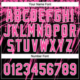 Custom Black Pink-White Distressed Scratch Brush Stroke Star Raglan Sleeves Two-Button Unisex Softball Jersey